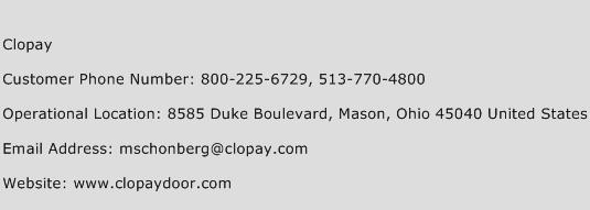 Clopay Phone Number Customer Service