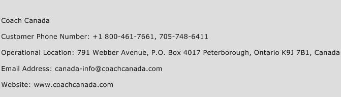 Coach Canada Phone Number Customer Service