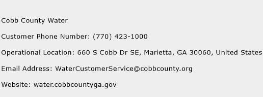 Cobb County Water Phone Number Customer Service