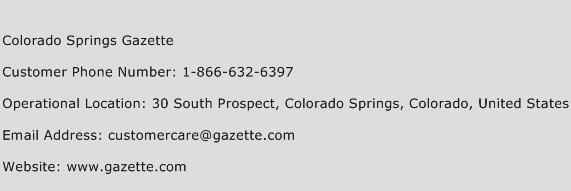 Colorado Springs Gazette Phone Number Customer Service