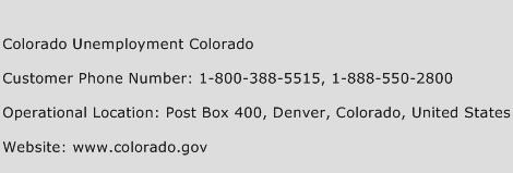 Colorado Unemployment Colorado Phone Number Customer Service