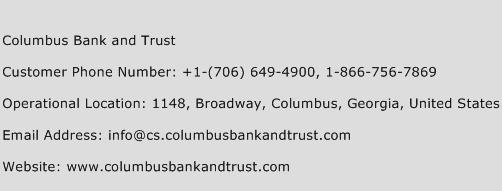 Columbus Bank and Trust Phone Number Customer Service