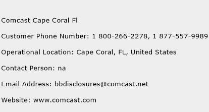 Comcast Cape Coral Fl Phone Number Customer Service