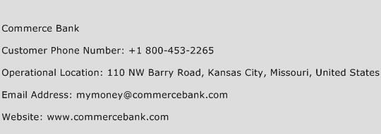 Commerce Bank Phone Number Customer Service