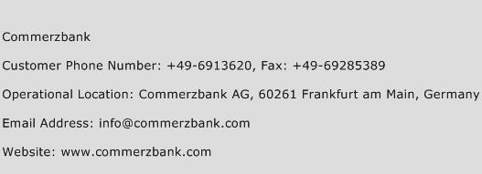 Commerzbank Phone Number Customer Service