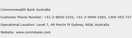 Commonwealth Bank Australia Phone Number Customer Service