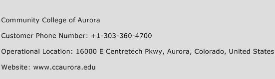 Community College of Aurora Phone Number Customer Service