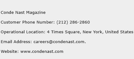 Conde Nast Magazine Phone Number Customer Service