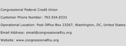 Congressional Federal Credit Union Phone Number Customer Service