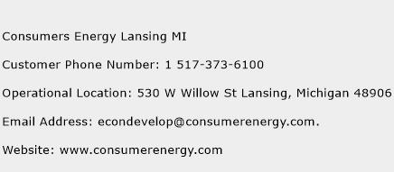 Consumers Energy Lansing MI Phone Number Customer Service