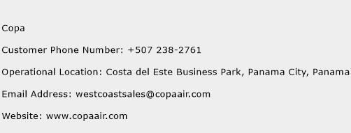 Copa Phone Number Customer Service