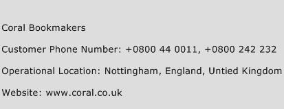 Coral Bookmakers Phone Number Customer Service