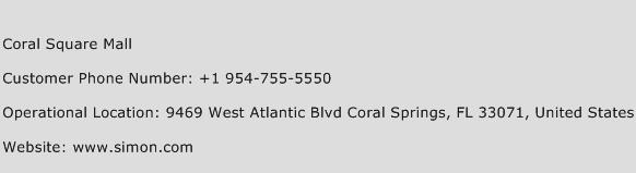 Coral Square Mall Phone Number Customer Service