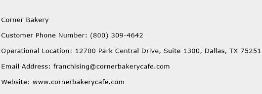 Corner Bakery Phone Number Customer Service
