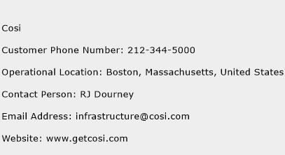 Cosi Phone Number Customer Service