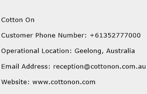 Cotton On Phone Number Customer Service