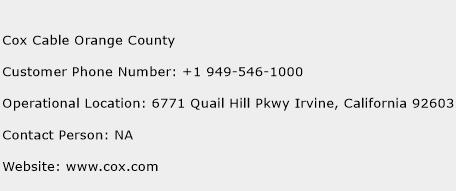 Cox Cable Orange County Phone Number Customer Service