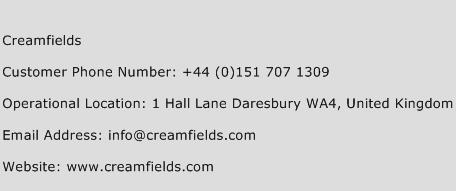 Creamfields Phone Number Customer Service