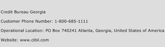 Credit Bureau Georgia Phone Number Customer Service