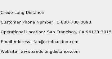 Credo Long Distance Phone Number Customer Service