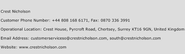 Crest Nicholson Phone Number Customer Service