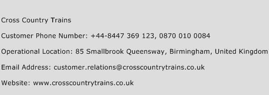 Cross Country Trains Phone Number Customer Service