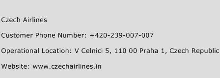 Czech Airlines Phone Number Customer Service