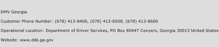 DMV Georgia Phone Number Customer Service