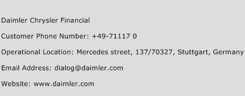 Daimler Chrysler Financial Phone Number Customer Service