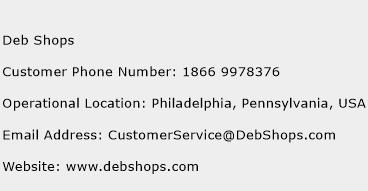 Deb Shops Phone Number Customer Service
