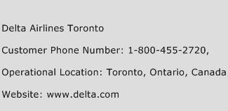 Delta Airlines Toronto Phone Number Customer Service
