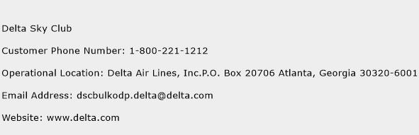 Delta Sky Club Phone Number Customer Service