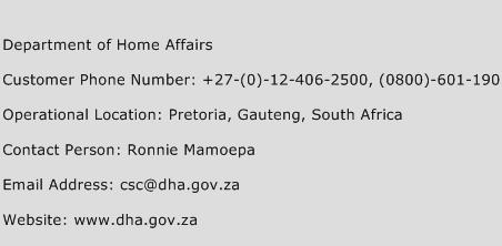 Department of Home Affairs Phone Number Customer Service