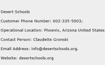 Desert Schools Phone Number Customer Service