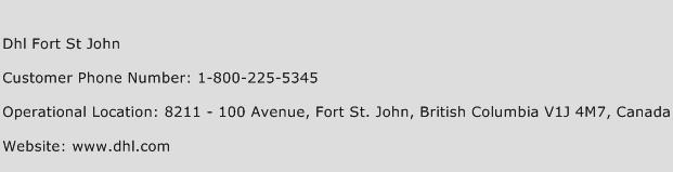 Dhl Fort St John Phone Number Customer Service