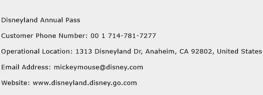 Disneyland Annual Pass Phone Number Customer Service