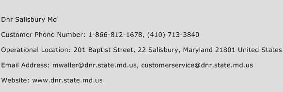 Dnr Salisbury Md Phone Number Customer Service