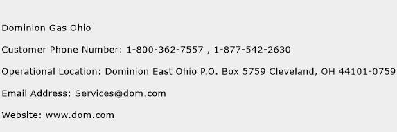 Dominion Gas Ohio Phone Number Customer Service