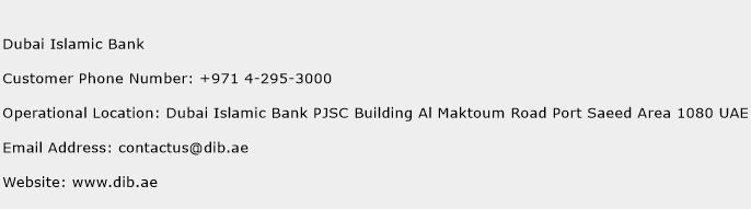 Dubai Islamic Bank Phone Number Customer Service