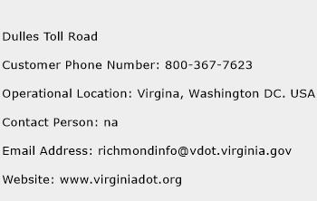 Dulles Toll Road Phone Number Customer Service