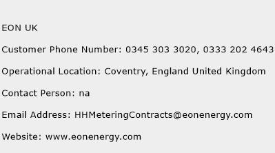 EON UK Phone Number Customer Service