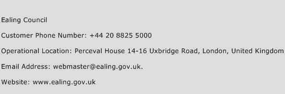 Ealing Council Phone Number Customer Service
