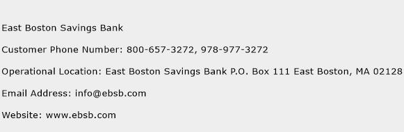 East Boston Savings Bank Phone Number Customer Service