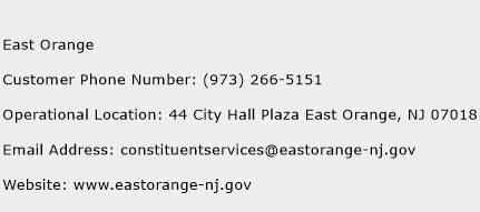 East Orange Phone Number Customer Service