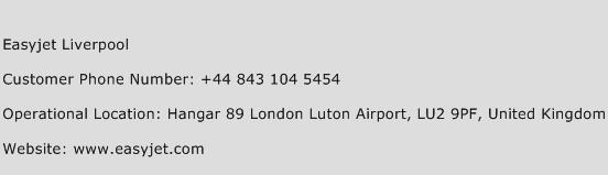 Easyjet Liverpool Phone Number Customer Service