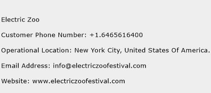 Electric Zoo Phone Number Customer Service