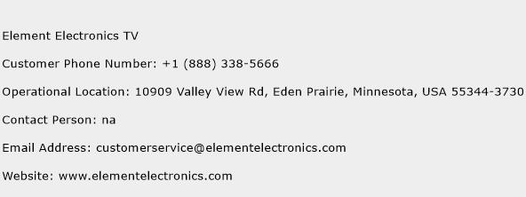 Element Electronics TV Phone Number Customer Service