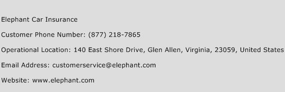 Elephant Car Insurance Phone Number Customer Service