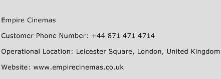 Empire Cinemas Phone Number Customer Service