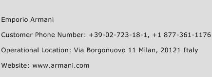 Emporio Armani Phone Number Customer Service